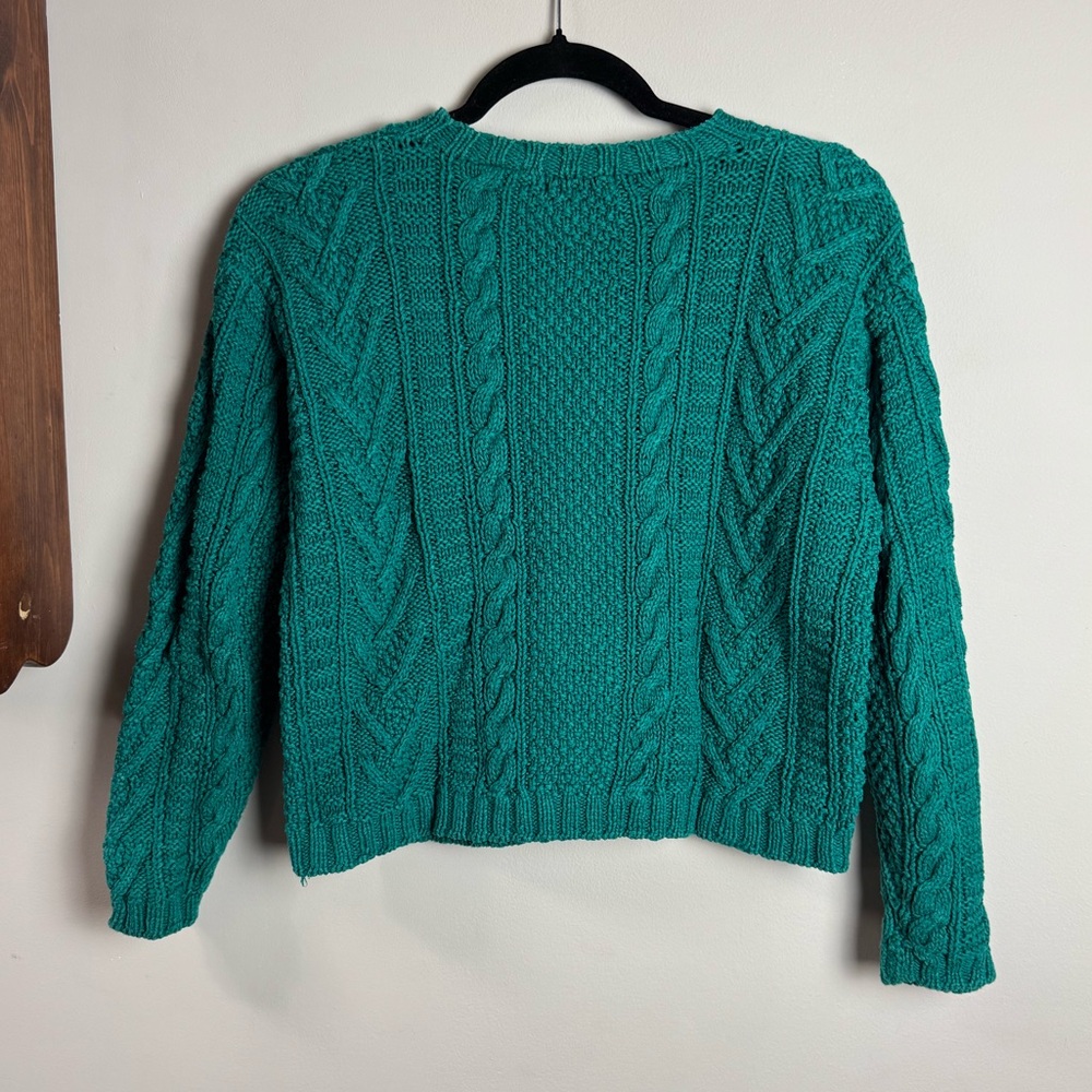 Vintage Sostanza Teal Cable Knit Cardigan – Women’s Large - Picture 4 of 4